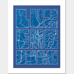 Luxembourg City Map Typography - Blueprint Posters and Art